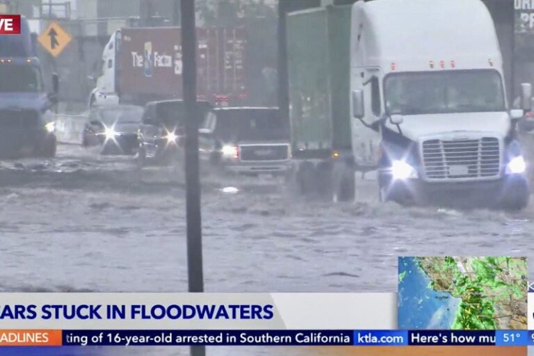 Hurricane hits Southern California, rainfall doubles, trucks flooded, coastal highways closed

