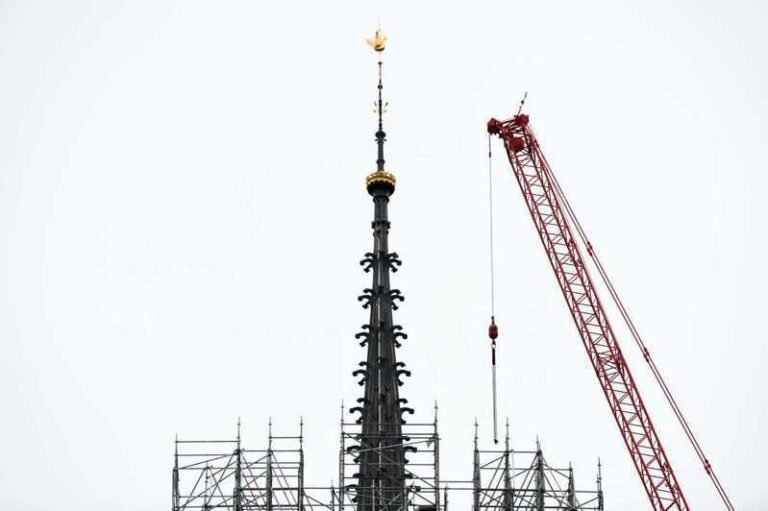 Notre-Dame Cathedral continues repairs to the spire's weathervane and 