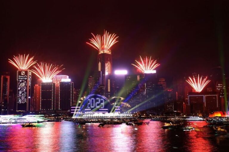 Hong Kong's Victoria Harbor fireworks show starts every month with the May Day holidays

