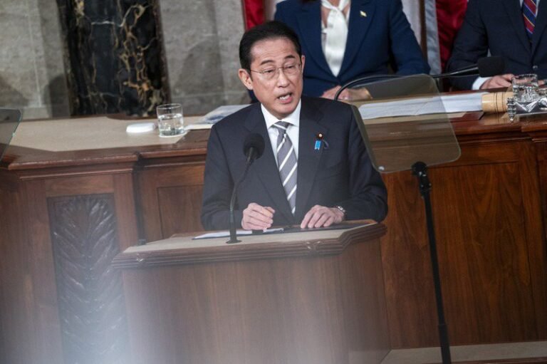 Kishida's speech to the US Congress was entirely in English, in which he vowed to share global responsibilities with the United States.


